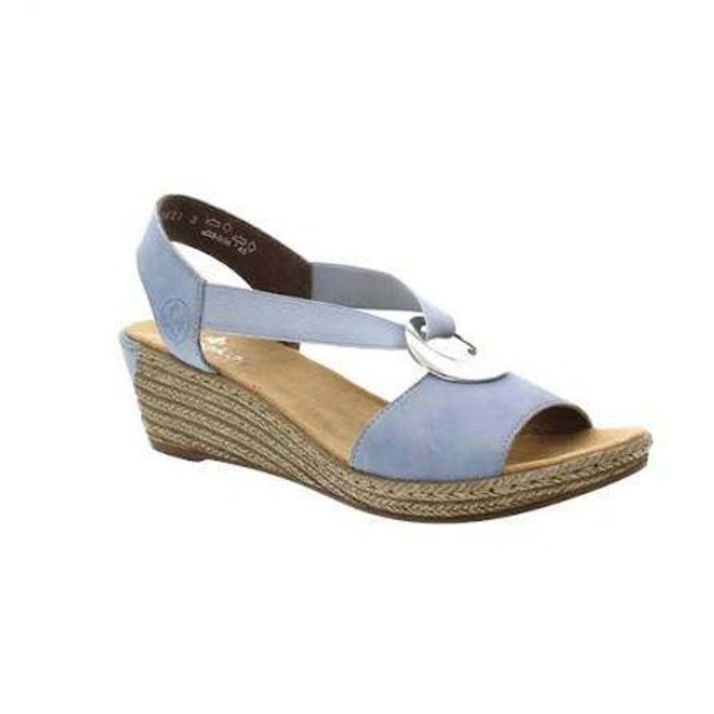 Rieker Women's H6 Wedge Heeled Ankle Strap Wedge Sandals, Aqua, Size EU 41/US 10